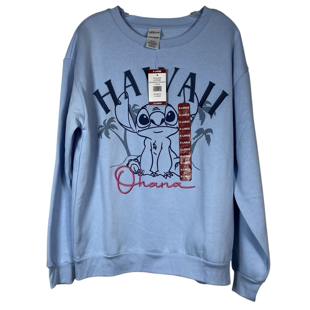 NWT Disney Lilo & Stitch Sz XL Sweatshirt Embroidered Crewneck Hawaii Ohana